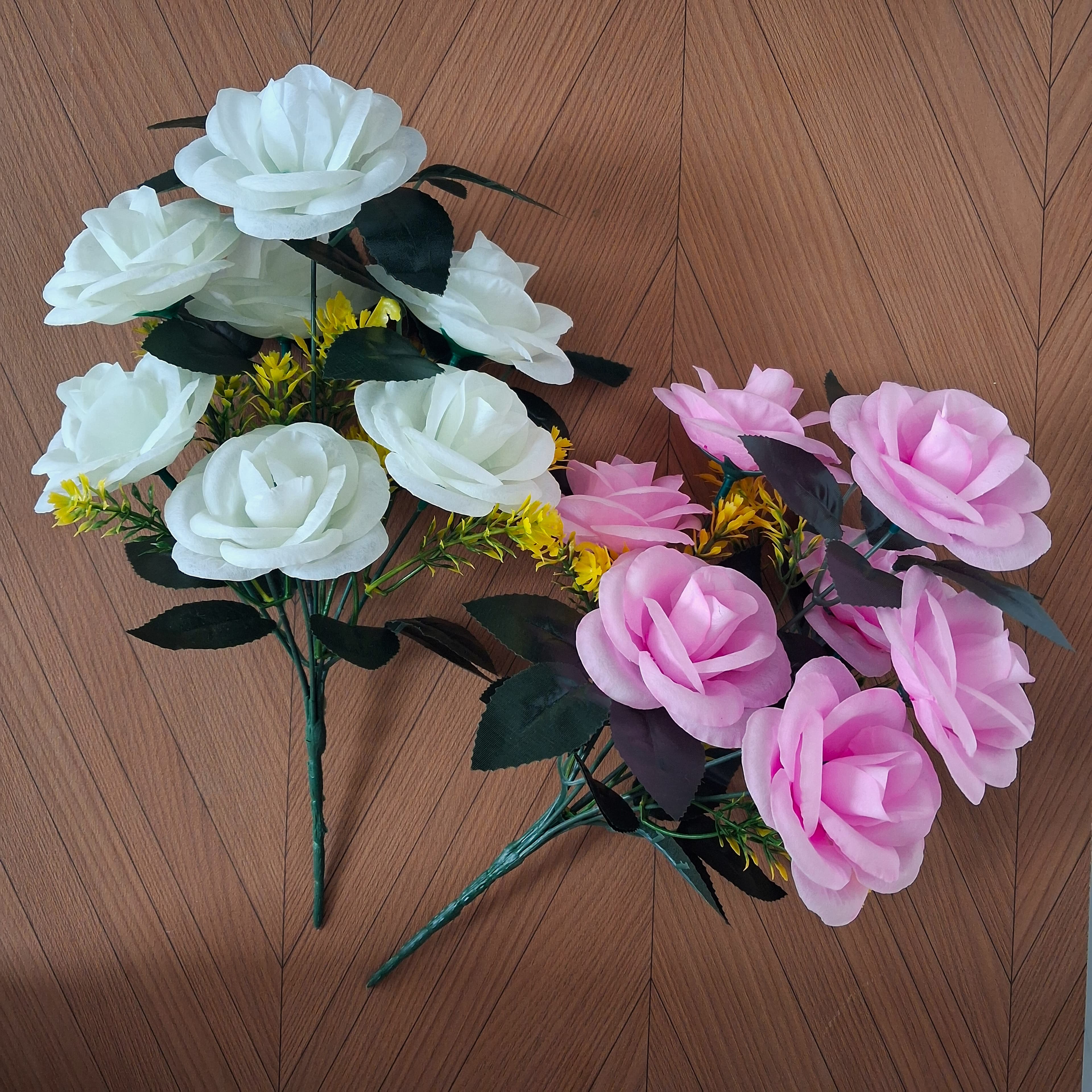 Artificial Rose Flower Bunch Set of 2 - Artificial Rose Flower Bunch Set of 2