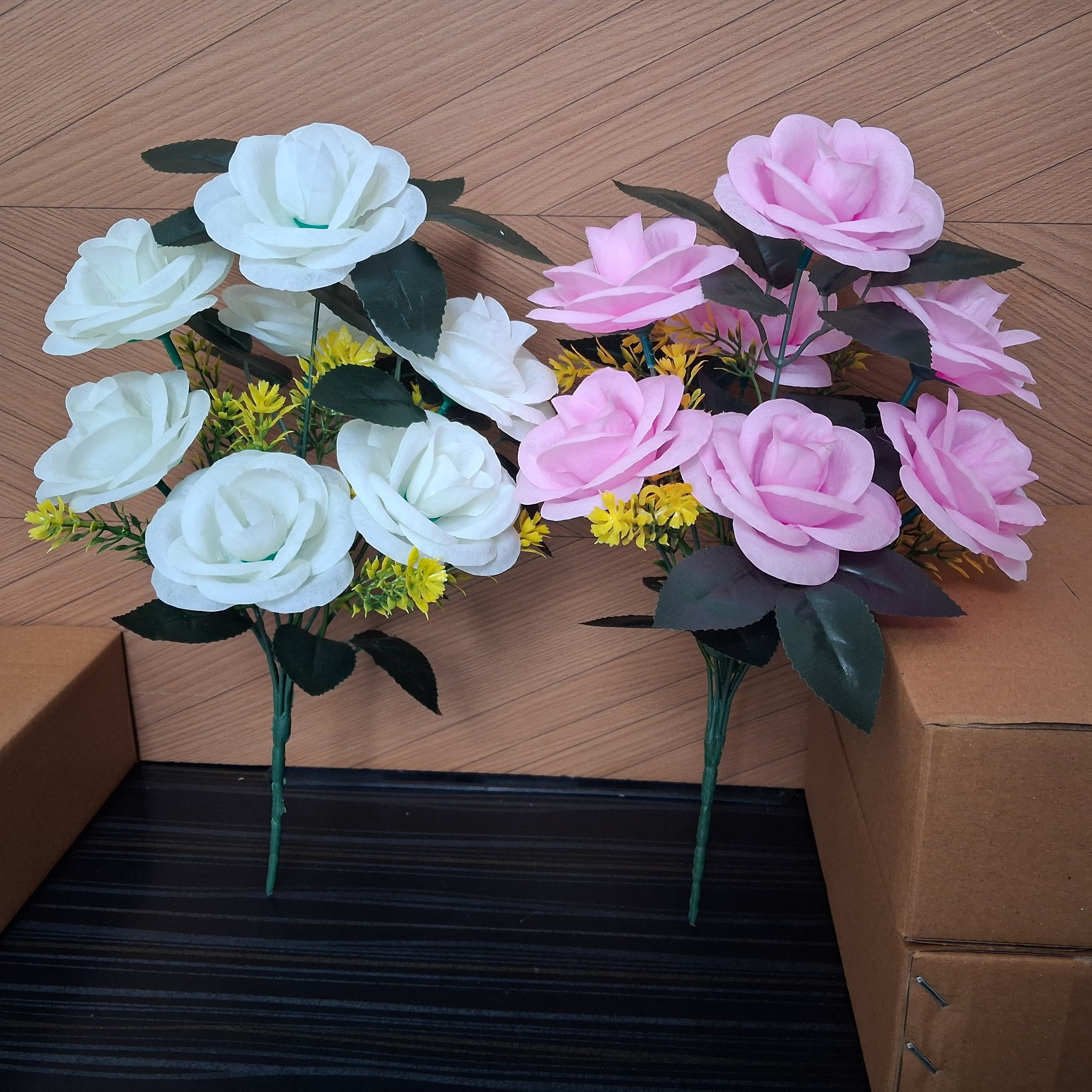 Artificial Rose Flower Bunch Set of 2 - Artificial Rose Flower Bunch Set of 2 thumbnail 2