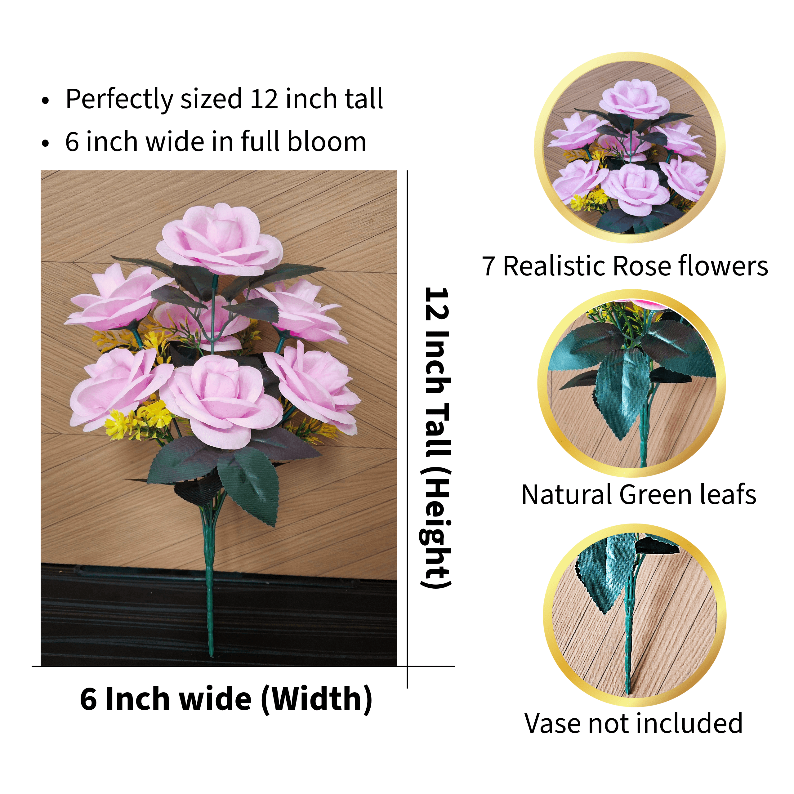 Artificial Rose Flower Bunch Set of 2 - Artificial Rose Flower Bunch Set of 2 thumbnail 4