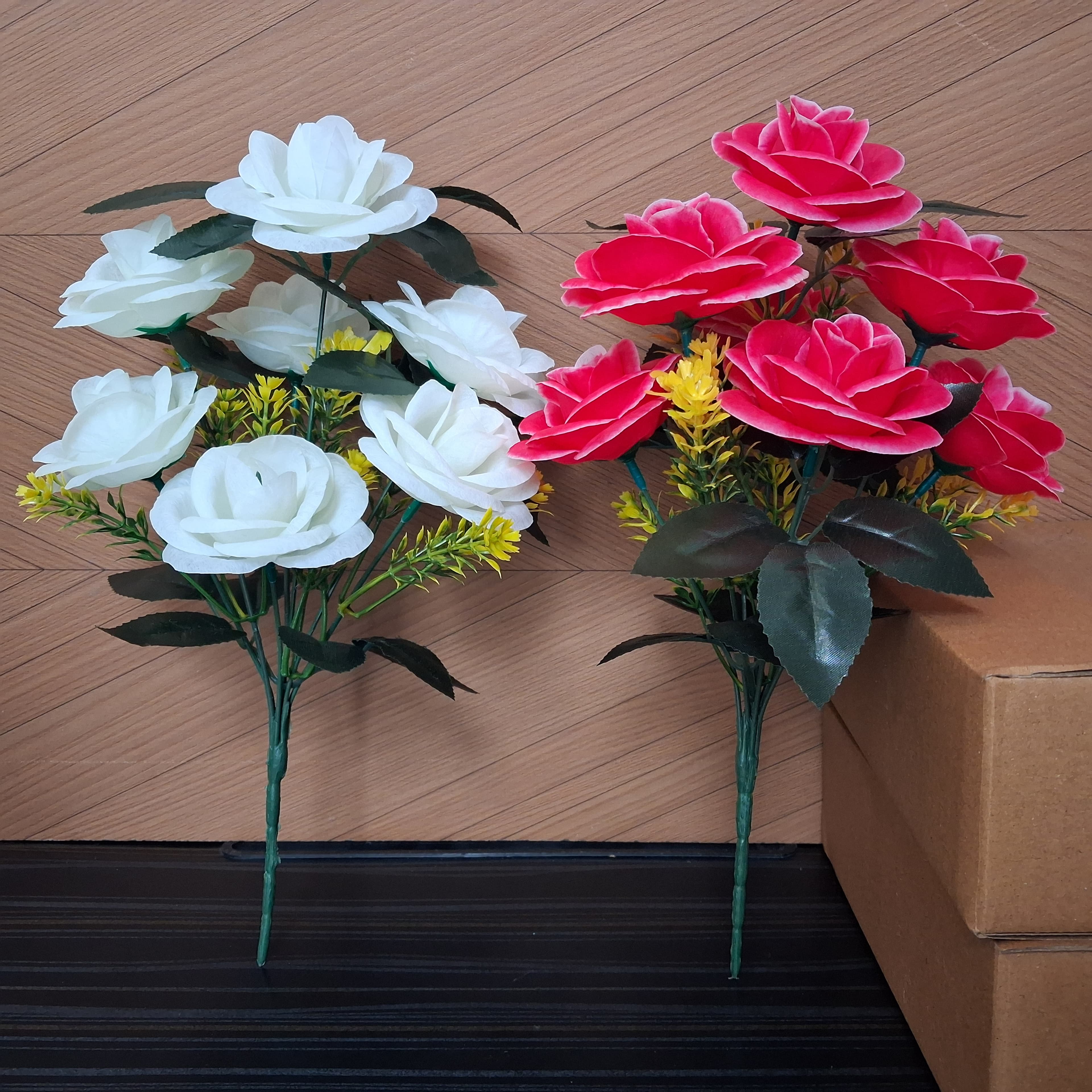 Artificial Rose Flower Bunch Set of 2 - Artificial Rose Flower Bunch Set of 2 thumbnail 2