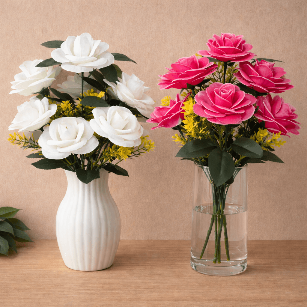 Artificial Rose Flower Bunch Set of 2 - Artificial Rose Flower Bunch Set of 2 thumbnail 3