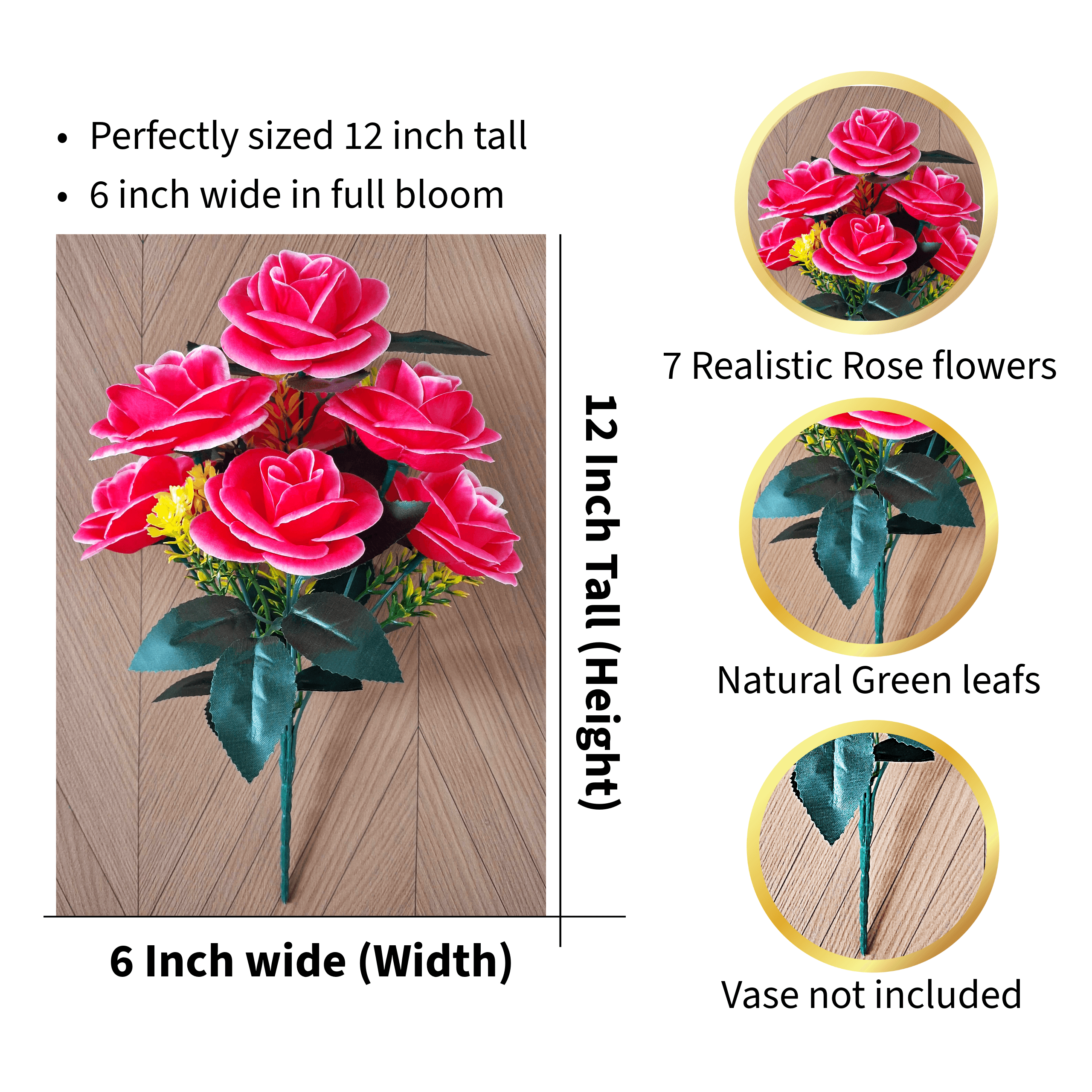 Artificial Rose Flower Bunch Set of 2 - Artificial Rose Flower Bunch Set of 2 thumbnail 4