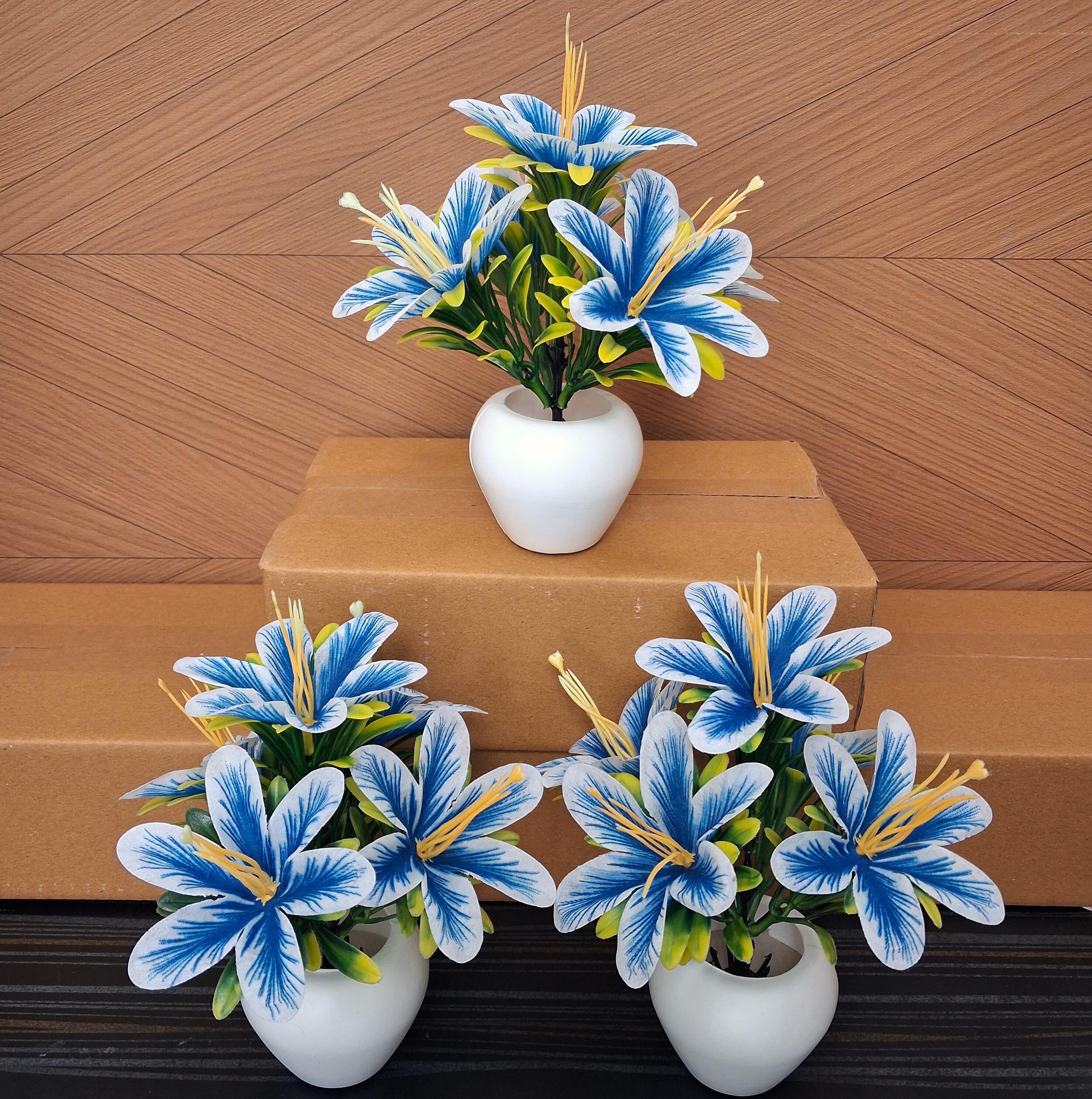 Artificial Lily Flower Pot Set of 6 - Artificial Lily Flower Pot Set of 3