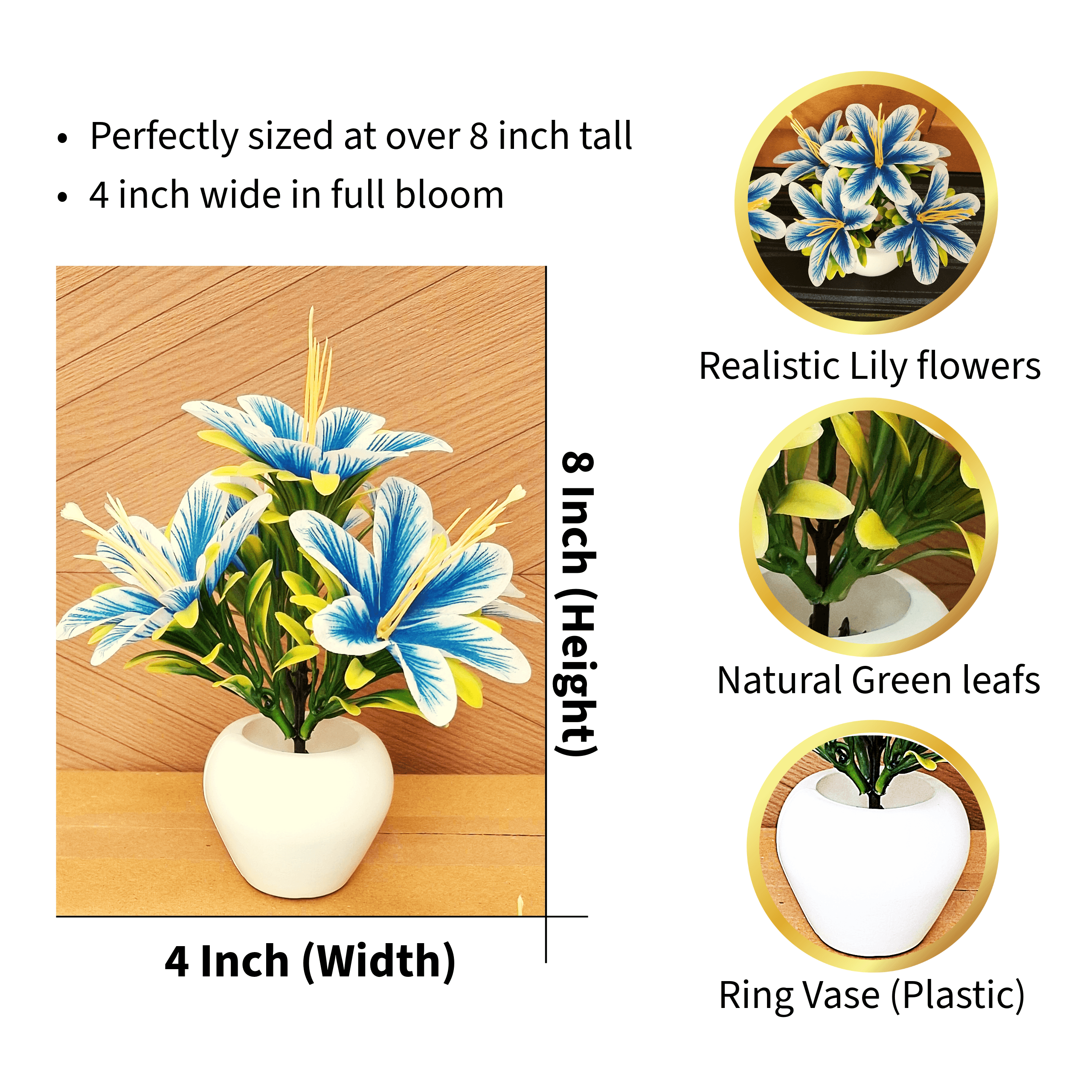 Artificial Lily Flower Pot Set of 6 - Artificial Lily Flower Pot Set of 3 thumbnail 4