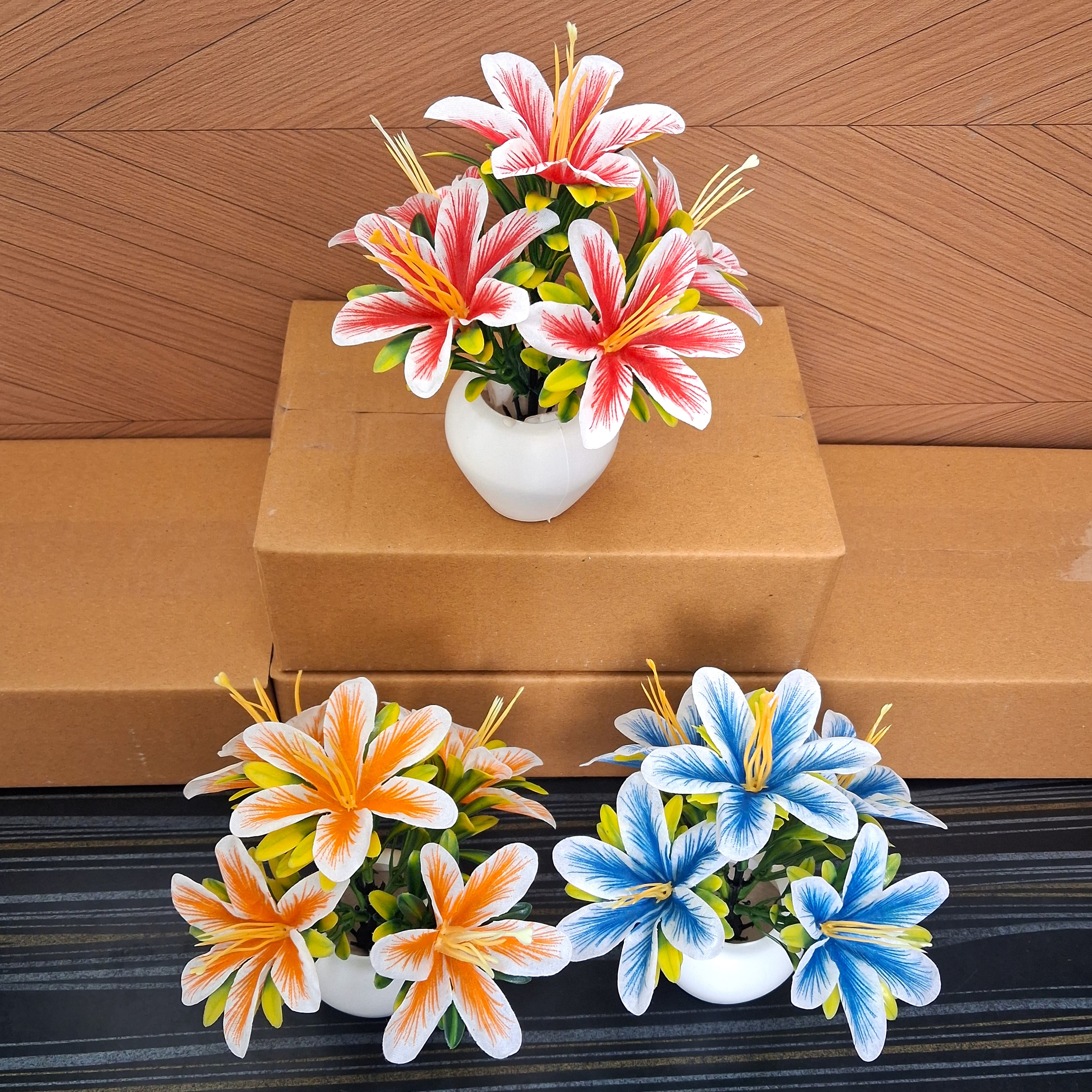 Artificial Lily Flower Pot Set of 6 - Artificial Lily Flower Pot Set of 3 thumbnail 2