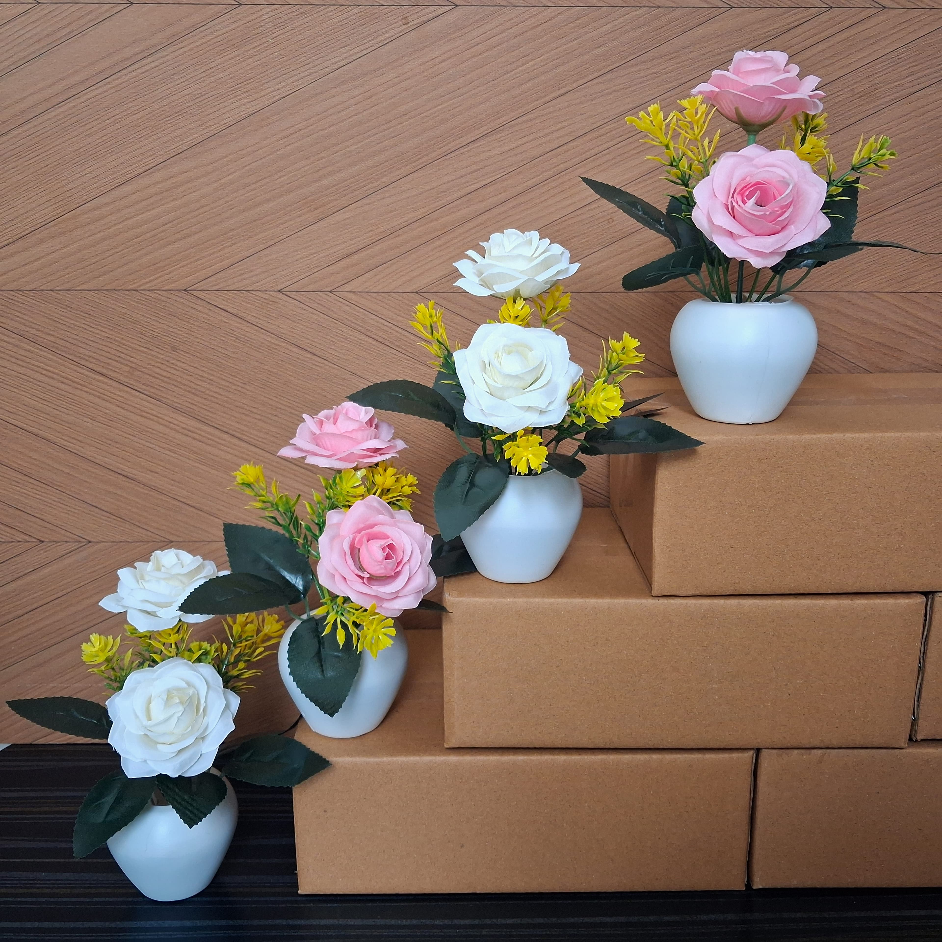 Artificial M-Rose Flower Pots Set of 4 - Artificial M-Rose Flower Pots Set of 4 thumbnail 4