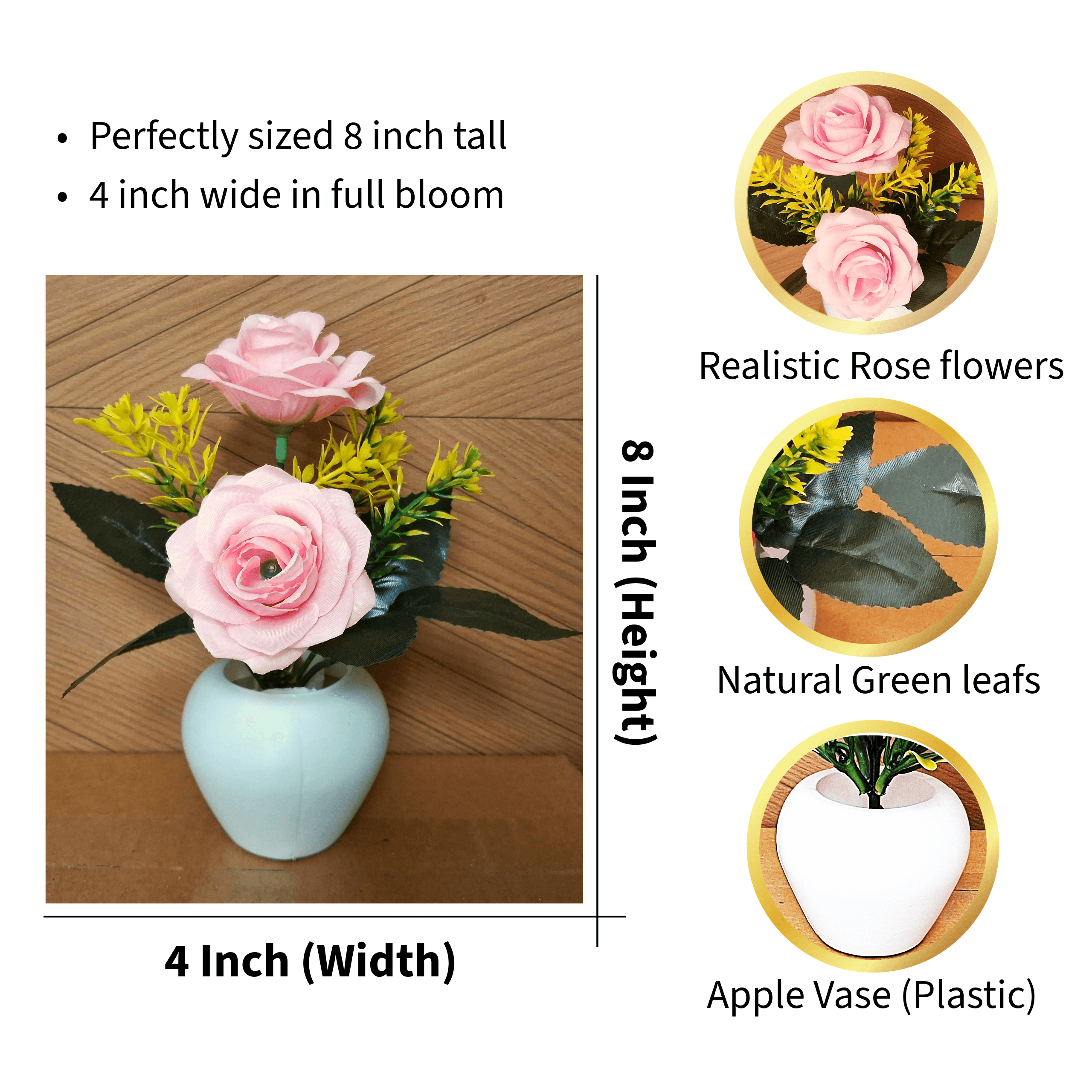 Artificial M-Rose Flower Pots Set of 4 - Artificial M-Rose Flower Pots Set of 4 thumbnail 5
